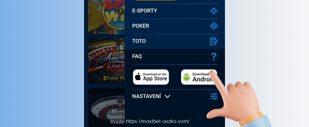 Pro stažení aplikace Mostbet Czech Republic musí hráči přejít na mobilní stránky kasina a kliknutím na logo Android spustit stahování